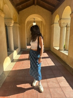 Blue Ikkat Drawstring Skirt