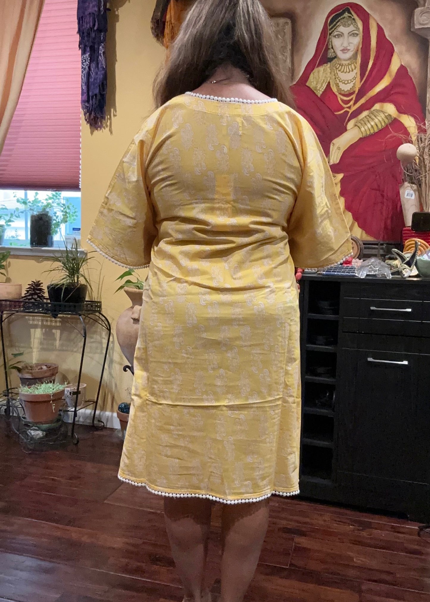 Yellow Primrose - Floral Handblock Kaftan Dress