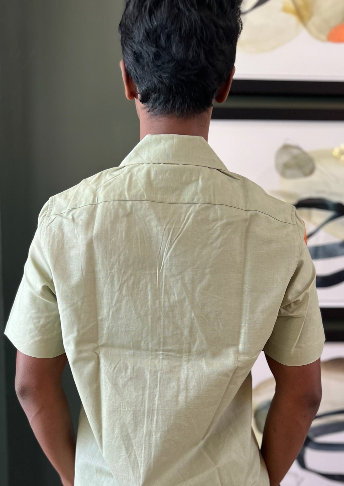 Mens Green Linen Shirt