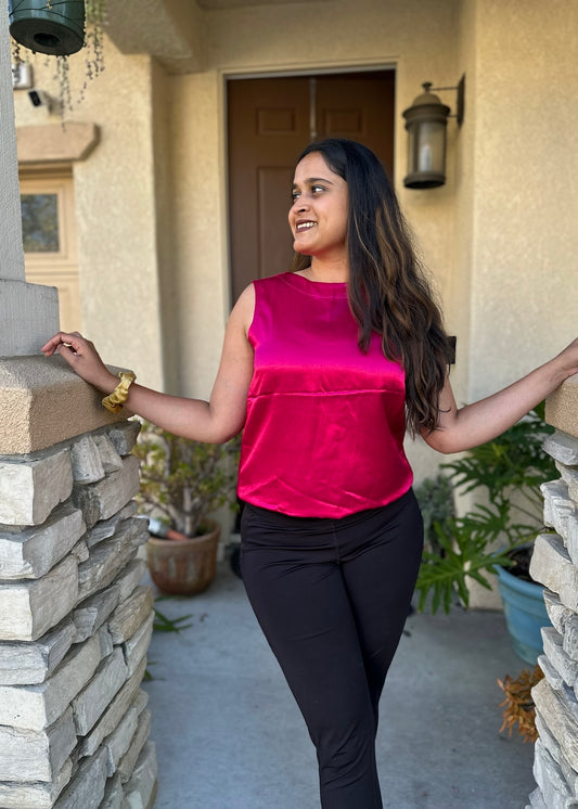 Fuchsia Flair - Pink Mashru Top