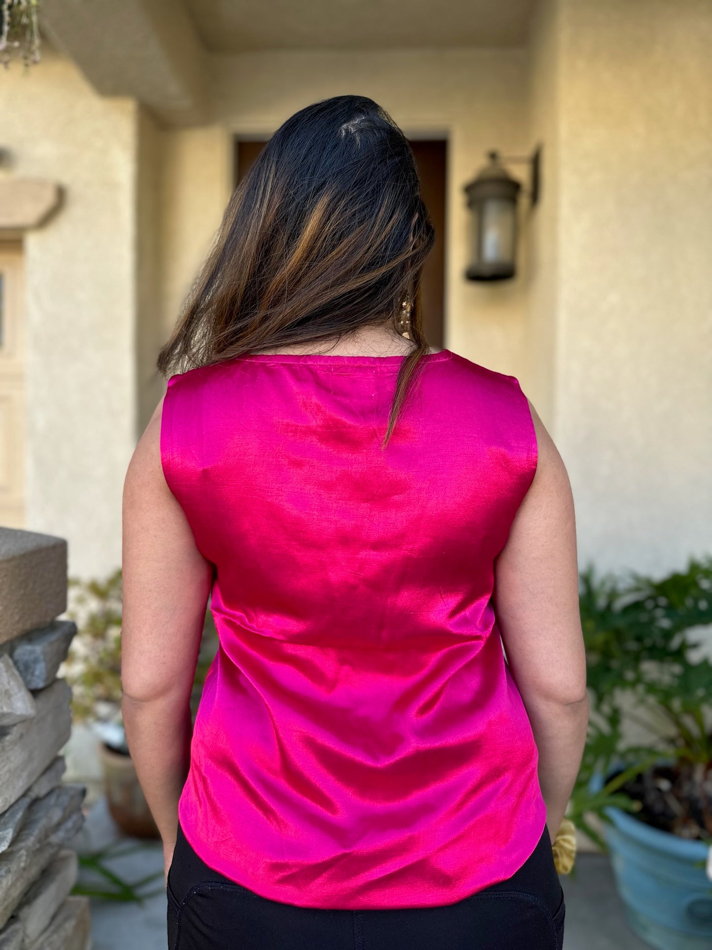 Fuchsia Flair - Pink Mashru Top